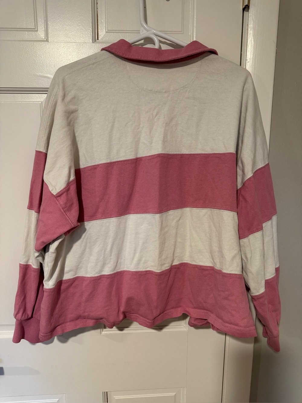 Madewell Striped Rugby Polo Shirt in Retro Pink - Picture 7 of 8